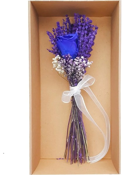 Özel Kutusunda Purple Feast Solmayan Gül (Xl) Lavanta Buketi Hediye Kuru Çiçek Buketi