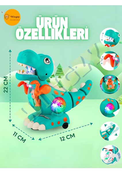 Müzikli, Işıklı ve Hareketli Dinozor - Emeklemeye Yardımcı Eğlenceli Oyuncak fiyatları