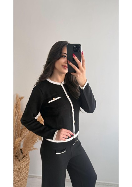 Bloom Gold Düğmeli Triko Çelik Örme Takım Siyah modelleri