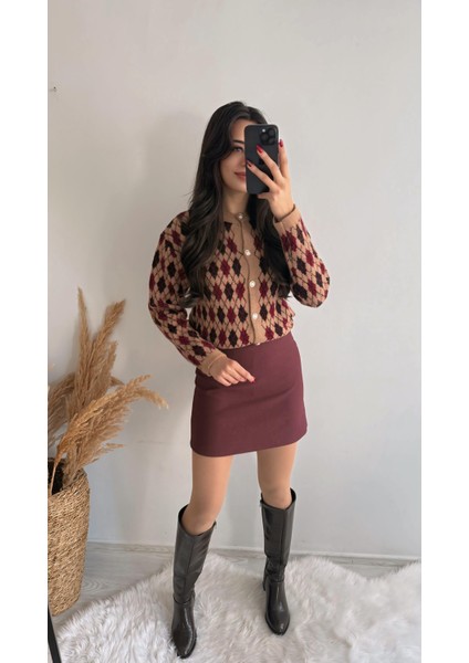 Kaylea Lüx Bordo Etek
