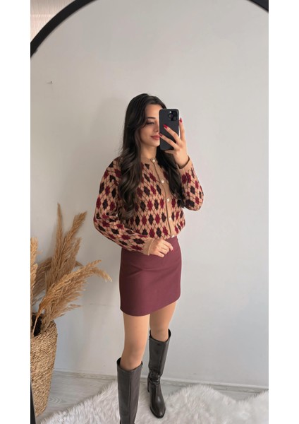 Kaylea Lüx Bordo Etek
