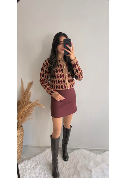 Kaylea Lüx Bordo Etek