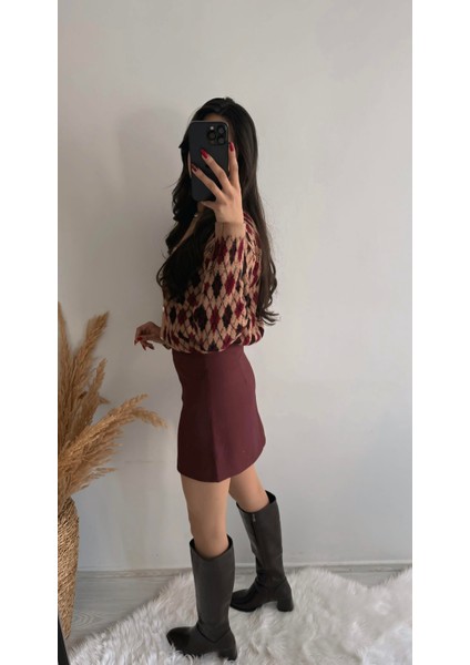 Kaylea Lüx Bordo Etek