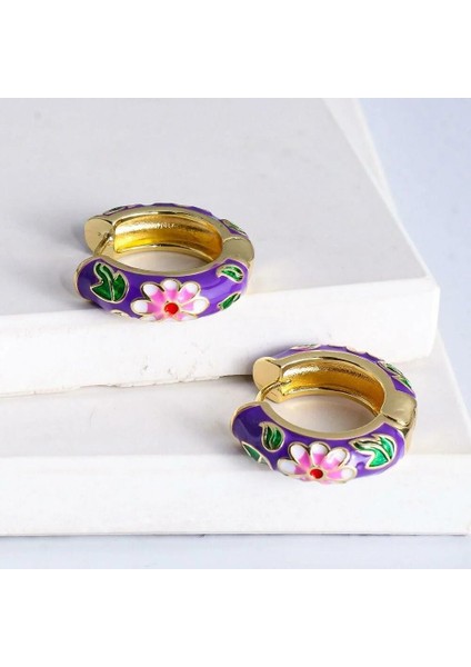 Vip Mineli Küpe Mor