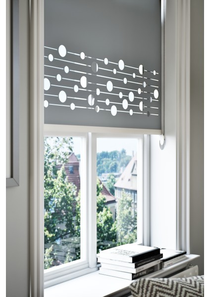 Lazer Kesim Mat Stor Perde, Lazer Kesimli Modern Serisi, M-161004 Antrasit Renk