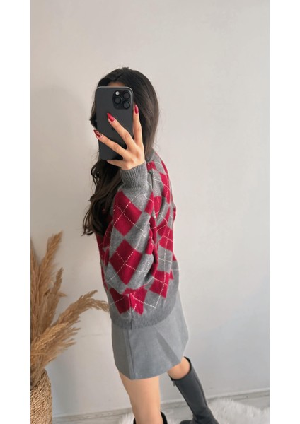 Cotes Küçük Baklava Kazak Gri Bordo fırsatları