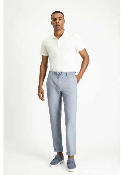 Super Slim Fit Ekstra Dar Kesim Beli Lastikli İpli Gofre Likralı Klasik Kumaş Pantolon fırsatları