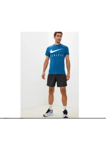 Dri-Fit Training Swoosh Standart Kesim Mavi Erkek Tişört