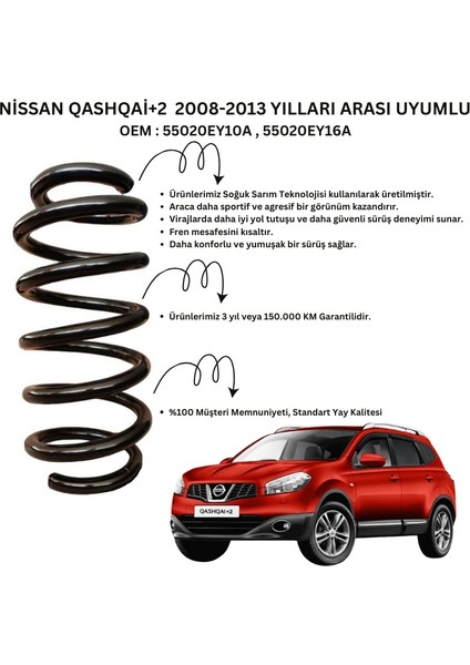 ST123061R - 2008-2013 Nissan Qashqai+2 Arka Helezon Yay Takımı (2 Adet)