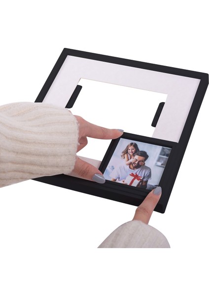Yapışkanlı Yavrulu Sök-Tak Paspartulu Siyah 21 x 21 cm Kare Fotoğraf Çerçevesi - 3'lü Paket indirimleri