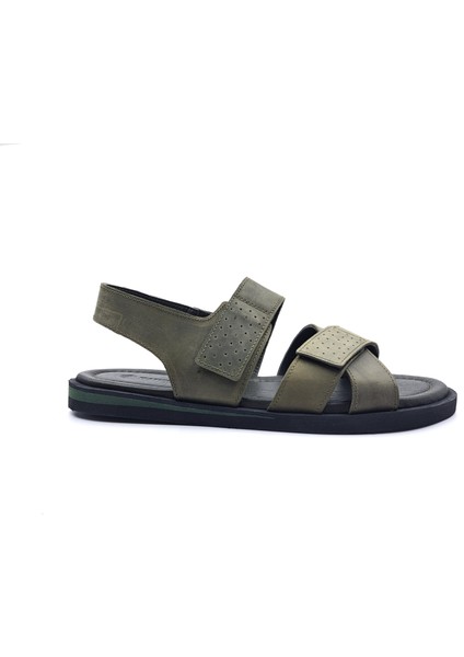 Olite H2515 Hafif Tasarım Konfor Deri Haki Yeşil Erkek Cırtlı Sandalet fırsatları