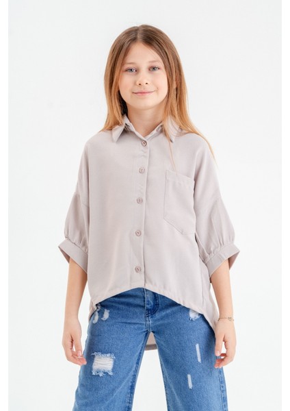 Arkası Pileli Kız Çocuk Gömlek 3119
