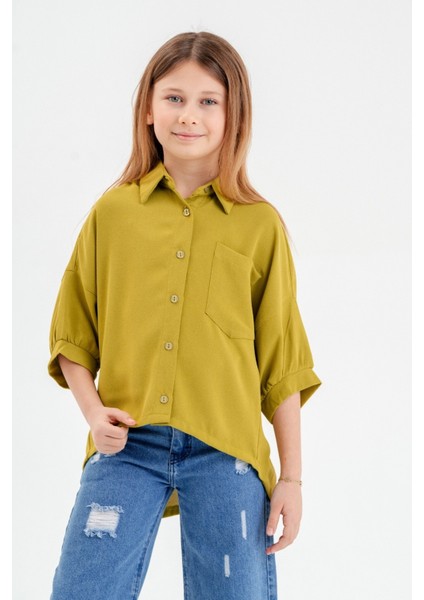 Arkası Pileli Kız Çocuk Gömlek 3119