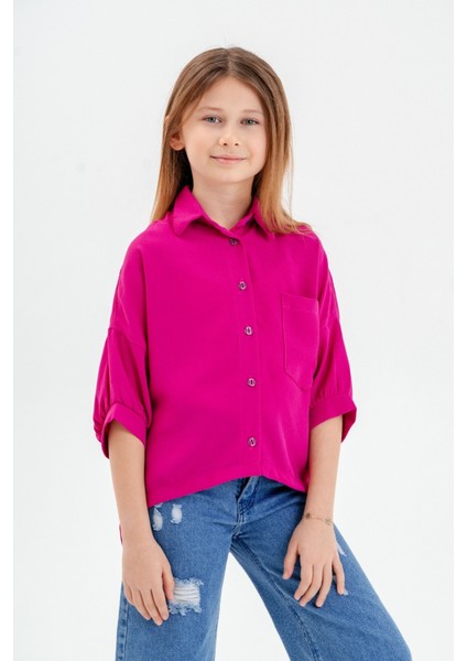 Arkası Pileli Kız Çocuk Gömlek 3119