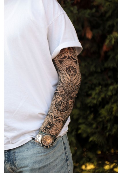 Giyilebilir Maori Desenli Kol Dövmesi 3D Baskılı Tattoo