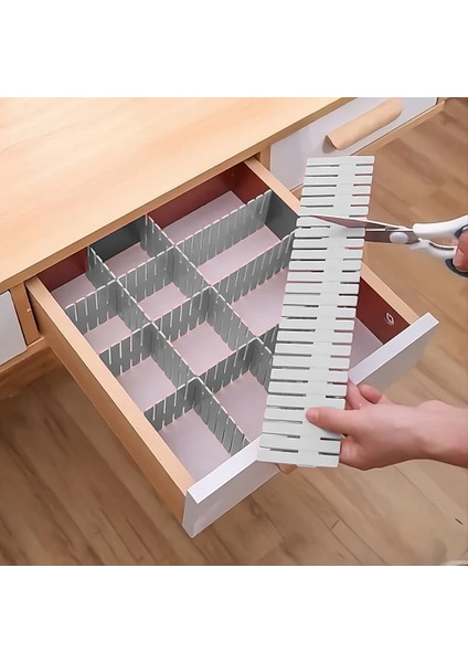 Kendin Yap Çok Amaçlı Organizer - Kesilebilir Ayarlanabilir Çekmece ve Dolap Düzenleyici (8'li Set)