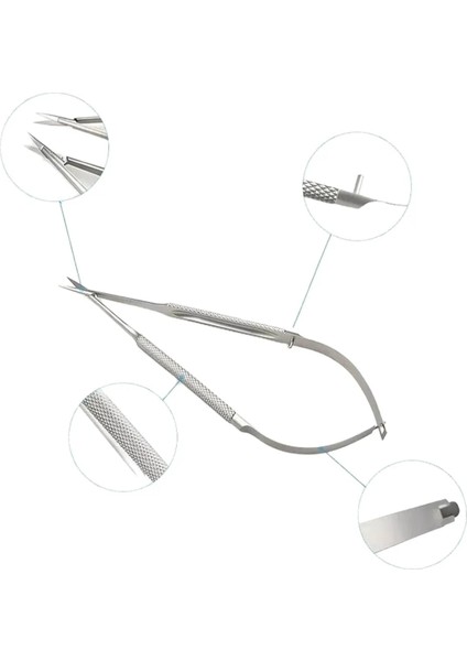 Profesyonel Mikro Makas Eğimli Micro Scissors Curved