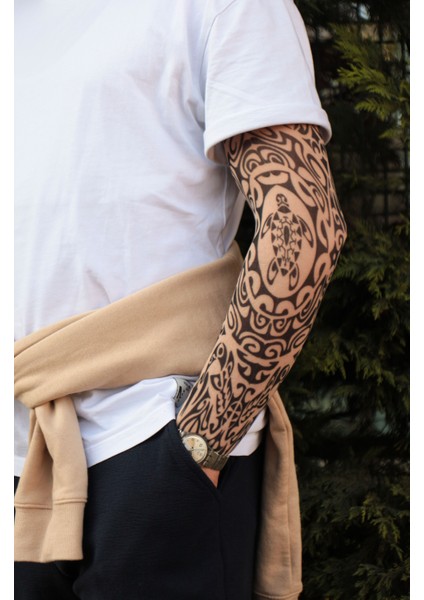 Giyilebilir Turtle Desenli Kol Dövmesi 3D Baskılı Tattoo