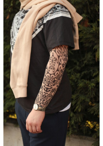 Giyilebilir Turtle Desenli Kol Dövmesi 3D Baskılı Tattoo