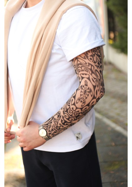 Giyilebilir Turtle Desenli Kol Dövmesi 3D Baskılı Tattoo