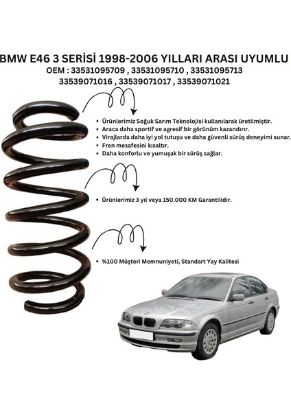 2 Adet Standart Yay ST104046R – Bmw 3 Serisi E46 (1998-2006) Arka Helezon Yay Takımı