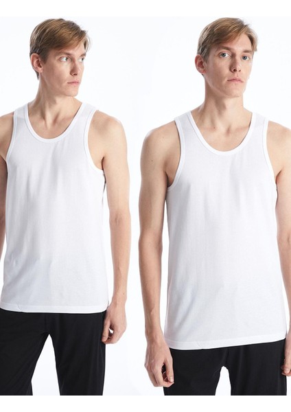 Optik Beyaz U Yaka Penye Erkek Atlet 2'li