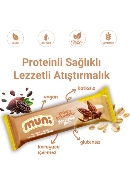 Kakao Çekirdekli Yer Fıstığı Barı, 40 gr x 12 Adet
