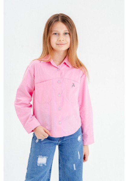 Kız Çocuk Asimetrik Cepli Gömlek 3123