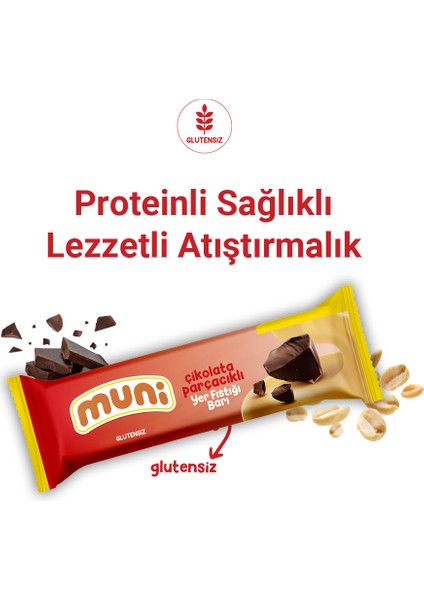 Çikolata Parçacıklı Yer Fıstığı Barı, 40 gr x 12 Adet