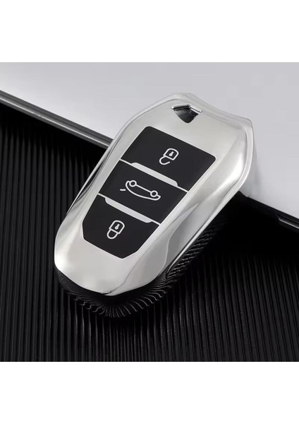 Peugeot 208 308 408 508 2008 3008 5008 Uyumlu Smart Nano Anahtar Kılıfı Krom Siyah fırsatları