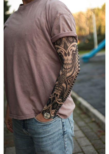 Giyilebilir Skull Eyes Kol Dövmesi 3D Baskılı Tattoo
