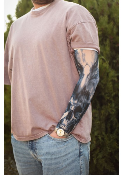 Giyilebilir Kurukafa ve Kartal Kol Dövmesi 3D Baskılı Tattoo