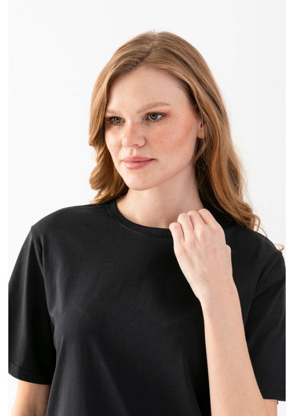 Unisex T-Shirt, Kısa Kollu Oversize T-Shirt, Pamuklu Siyah Bisiklet Yaka Oversize Tişört, Kadın Tişört, Erkek Tişört. indirimleri