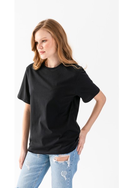 Unisex T-Shirt, Kısa Kollu Oversize T-Shirt, Pamuklu Siyah Bisiklet Yaka Oversize Tişört, Kadın Tişört, Erkek Tişört. modelleri