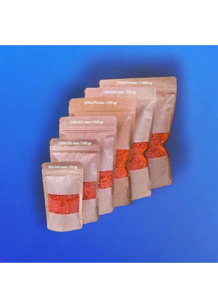 Kraft Pencereli Doypack 85X145 mm 50 Li Paket