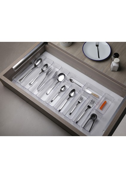 Bozhouse 12'li Set Modüler Kaşıklık Mutfak Çekmece Içi Modüler Şeffaf Clear Moduler Organizer