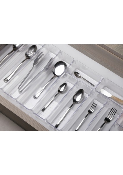 Bozhouse 12'li Set Modüler Kaşıklık Mutfak Çekmece Içi Modüler Şeffaf Clear Moduler Organizer