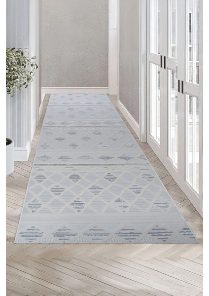 8367A Krem-Gri Bohem Modern Iskandinav Dokuma Halı Kesme Yolluk-Koridor-Antre-Yatak Odası-Mutfak-Hol