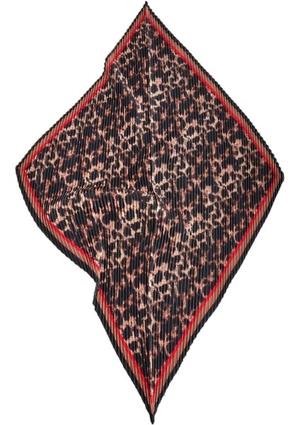 13485-1 Leopar Desenli Pliseli Bandana / Fular