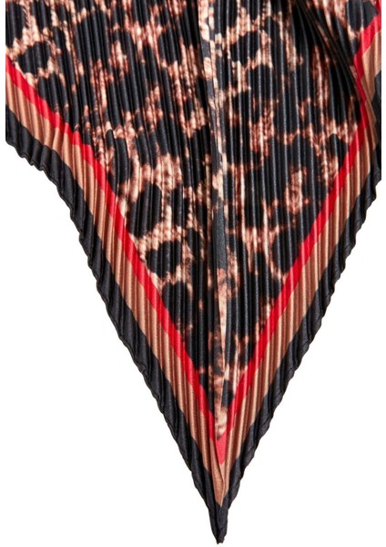 13485-1 Leopar Desenli Pliseli Bandana / Fular