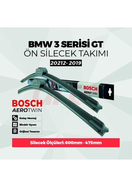 BMW 3 Serisi Gt Ön Silecek Takımı 2013-2019 Uyumlu | Aerotwin Serisi | 2'li Set | modelleri