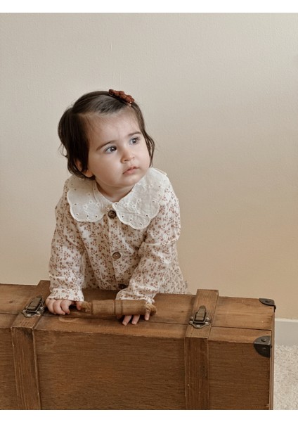 Bebe Yaka Çiçekli Müslin Elbise