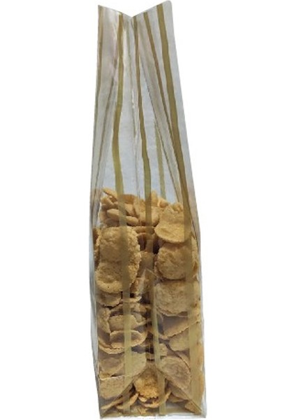 OPP Kare Taban Körüklü Torba Gold Çizgili 10x31x7 cm 500 ADET
