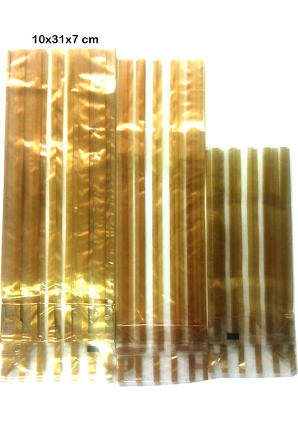 Opp Kare Taban Körüklü Torba Gold Çizgili 10X31X7 cm 25 Adet fiyatları