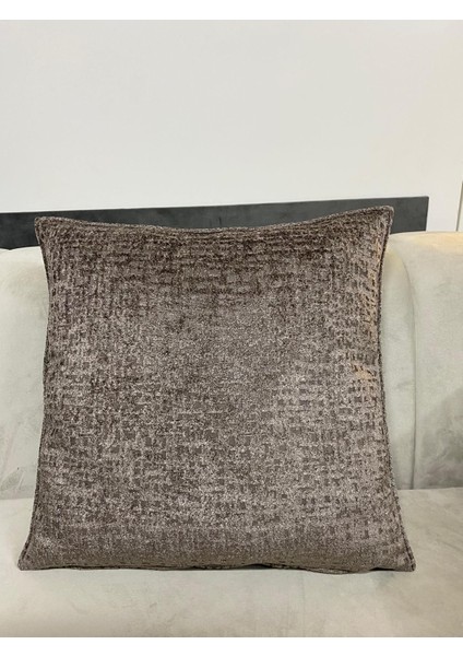 Kırlent Kılıfı 2 Adet 45*45 Şönil Kadife Kumaş Kahve Rengi