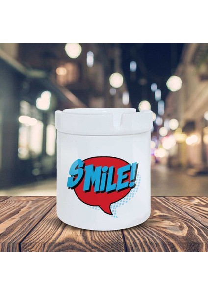 Smile Yazılı Küllük Pop Art Baskılı Kül Tablası K-107