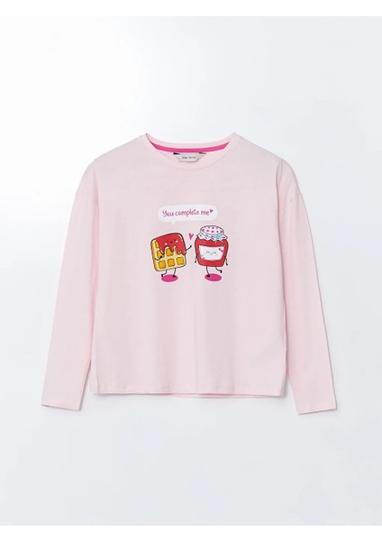 Young Gri Bisiklet Yaka Baskılı Kadın Pijama Takımı fiyatları