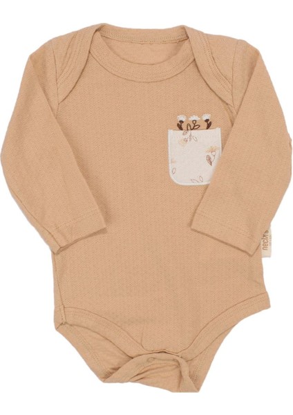 Kahve Bej Yaprak Desenli 3'lü Zıbın Set - 1015344