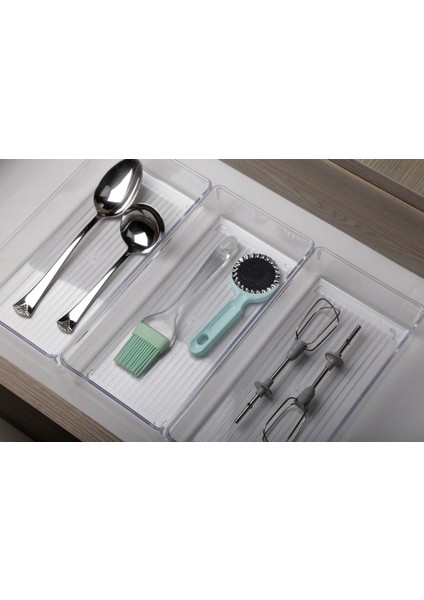 Bozhouse 3 Adet Kepçelik Organizer Şeffaf Çekmece Içi Düzenleyici ( 30,8 cm * 15,4 cm X3 Adet )