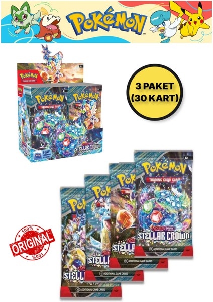 Pokemon Stellar Crown Bst Booster English Tcg Online Oyun Kodlu Pokemon Kart - 3 Adet